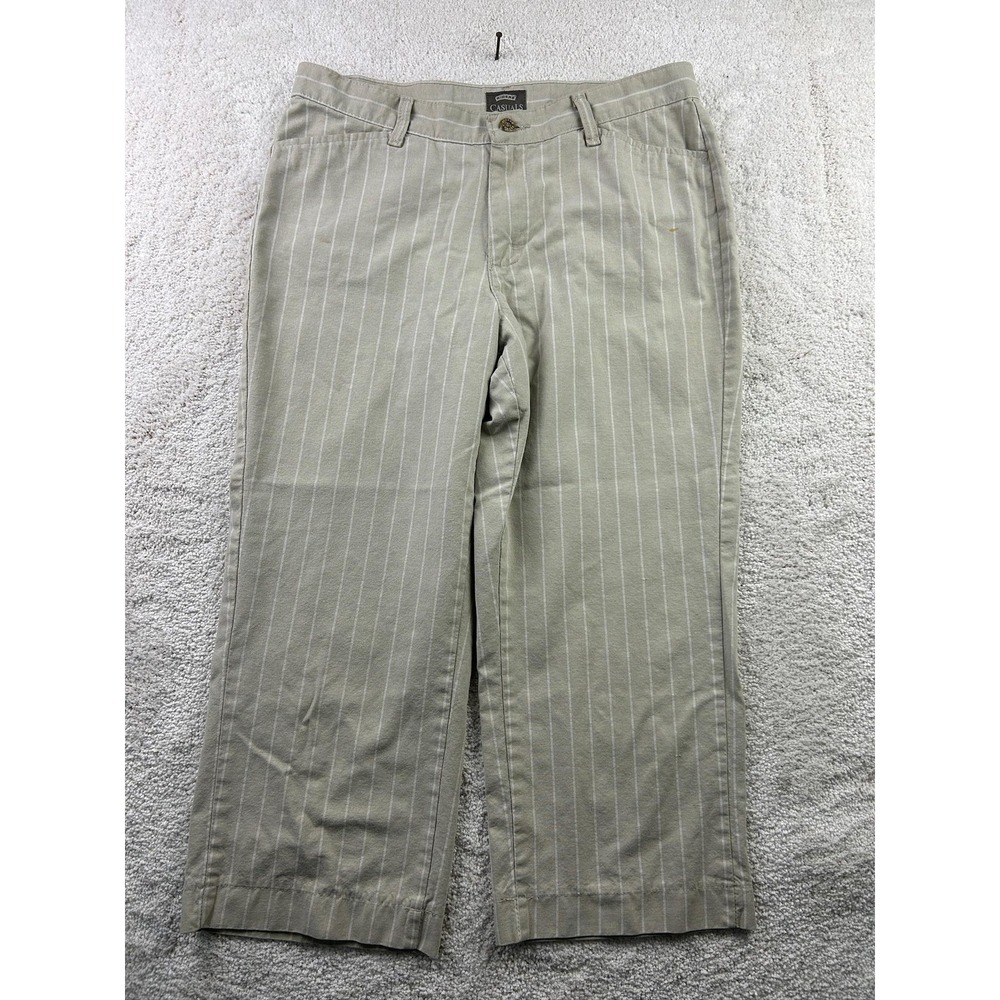 Riders Casuals Pants Mens 38 Relaxed Fit Straight Leg Pinstripe Stain Resistant‎